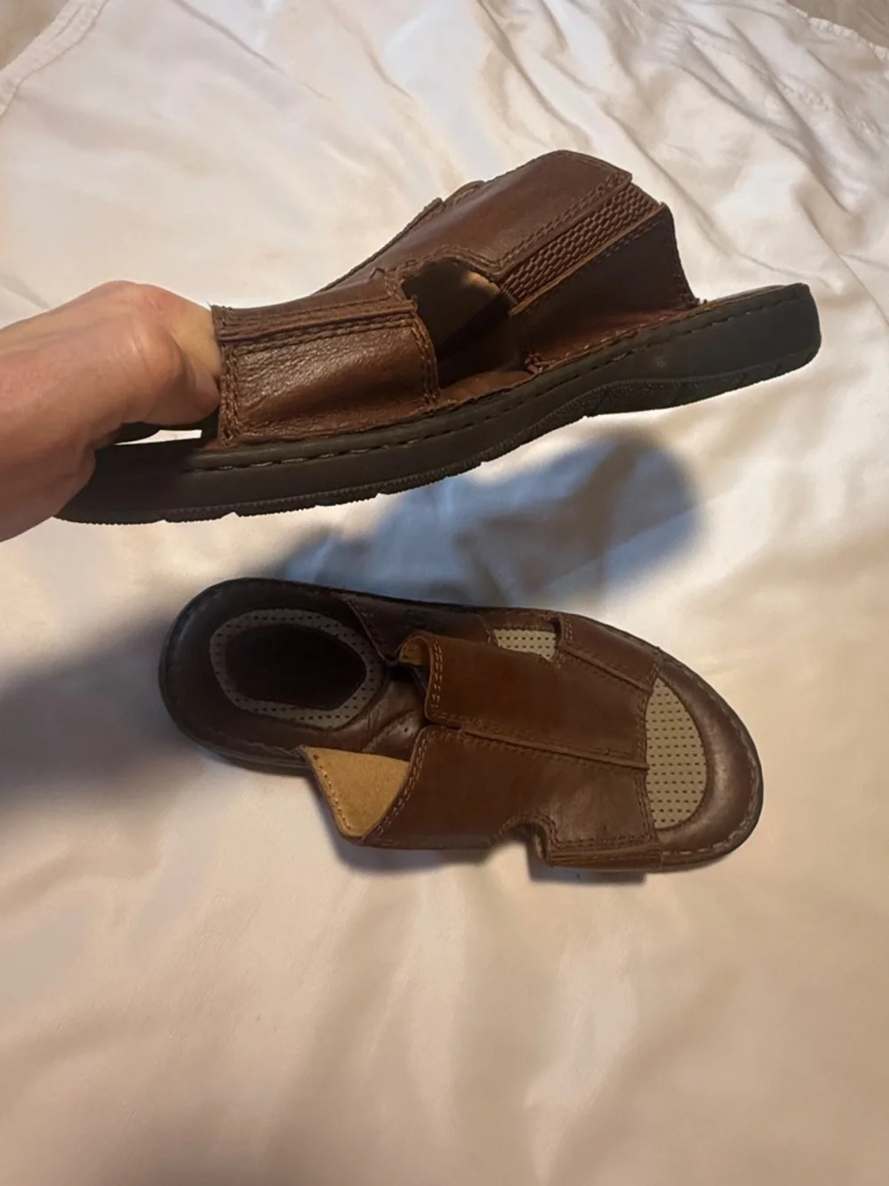 Born Leather Slide Sandals Brown Comfort Casual Slip On Men’s Sz 12
